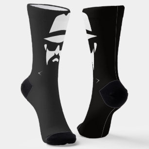 Minimalist Fedora Black & White: Lines of intrigue Socks
