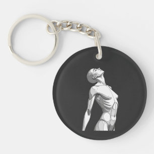 Minimalist Female Android Aesthetic Art - Bold Fut Key Ring