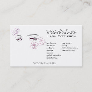 Minimalist Female Eyes Pink Rose Floral Beautician Business Card