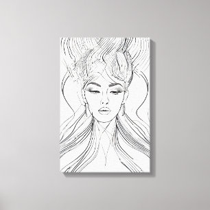 Minimalist Female Portrait Line Art Canvas Print