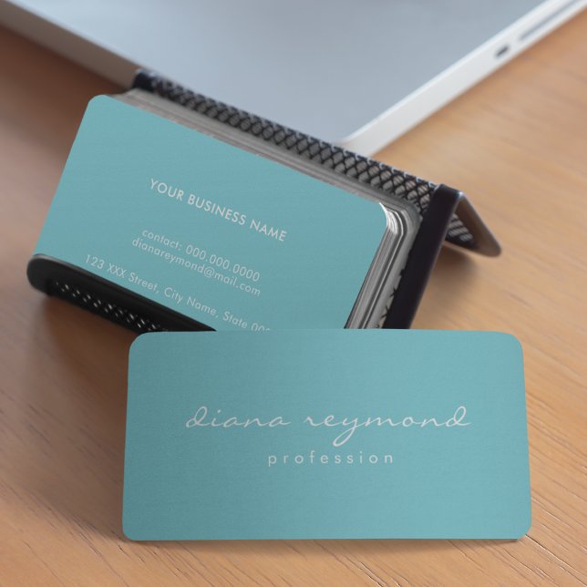 minimalist feminine professional turquoise blue business card (minimalist & blue)