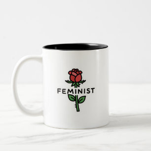 Minimalist Feminist Rose Two-Tone Coffee Mug