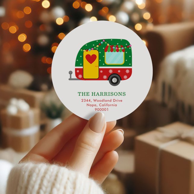 Minimalist Festive Caravan Return Address Label  (Creator Uploaded)