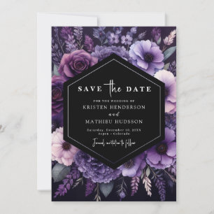 Minimalist Field Purple Floral Wedding Save The Date