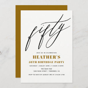 Minimalist Fifty 50th Birthday Party Invitation
