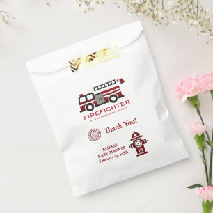 Minimalist Firefighter "Little Hero" Baby Shower Favour Bags