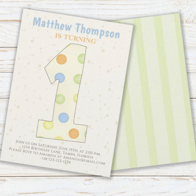 Minimalist First Birthday Gender Neutral Cute Dots Invitation (Creator Uploaded)