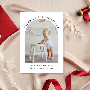 Minimalist First Christmas Baby Arch Photo Card