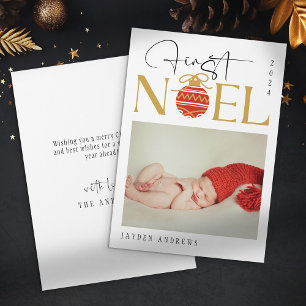 Minimalist First Christmas Baby Photo Holiday Card