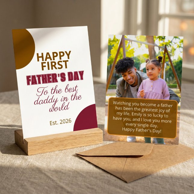 Minimalist First Father's Day Photo Keepsake Card (Creator Uploaded)