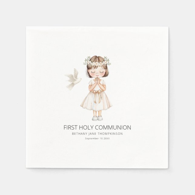 Minimalist First Holy Communion for Girl Napkin (Front)