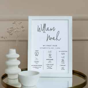 Minimalist First Year First Birthday Milestone Poster