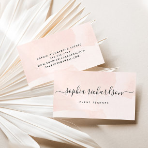 Minimalist Flair Blush Watercolor and Script Business Card