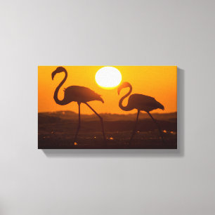Minimalist Flamingo Silhouette Sunset  Canvas Print