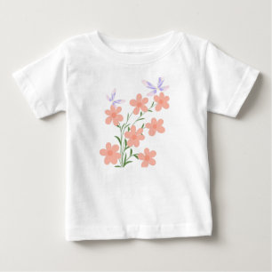 Minimalist Flat Vector Peach Flower Spray Baby T-Shirt