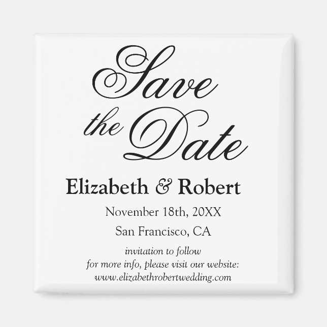 Minimalist Flemish Elegant Script Save the Date Magnet (Front)