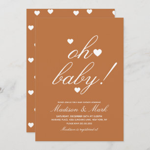 Minimalist Floating Hearts  Baby Shower Earthy Invitation