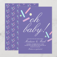 Minimalist Floating Sprinkles Purple Baby Shower
