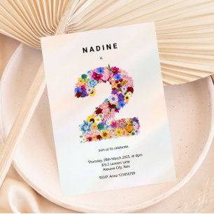 Minimalist Floral 2nd Birthday Spring Flowers Invitation