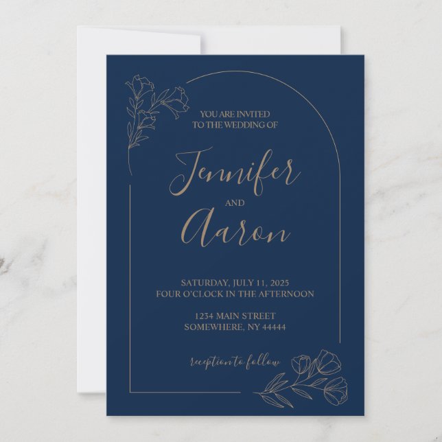 Minimalist Floral Arch Wedding Invitation (Front)