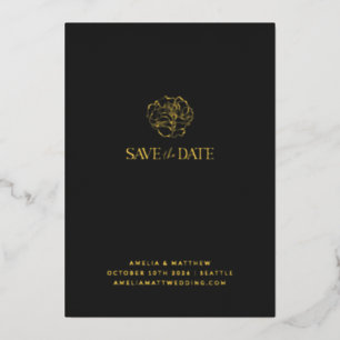 Minimalist Floral Black Gold Boho Save The Date