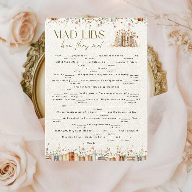 Minimalist Floral Book Theme Mad Libs Bridal Game (Creator Uploaded)