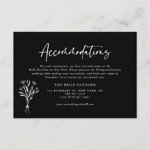 Minimalist Floral Bouquet Black Accommodations Enclosure Card