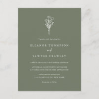 Minimalist Floral Bouquet Taupe Green Wedding