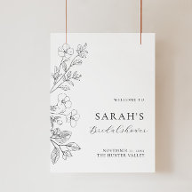 Minimalist Floral Bridal Shower Party Welcome Sign