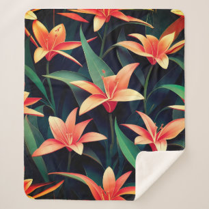 Minimalist Floral Charm Seamless Pattern Sherpa Blanket