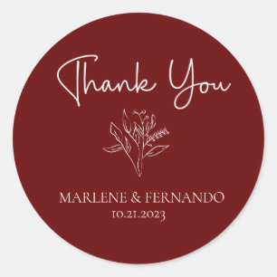 Minimalist Floral Classic Round Sticker