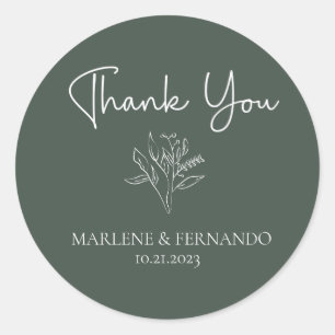 Minimalist Floral Classic Round Sticker