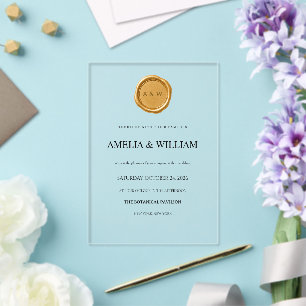 Minimalist Floral Clear Acrylic Wedding Invitation
