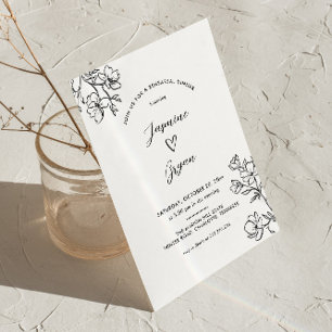 Minimalist Floral Cute Heart Rehearsal Dinner Invitation