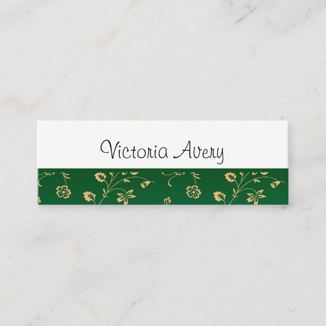 Minimalist Floral Design Modern Personalised Mini Business Card (Front)