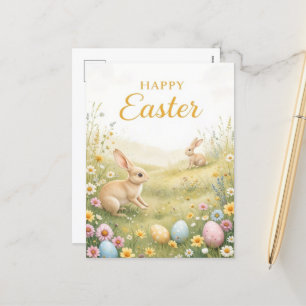 Minimalist Floral Easter Elegant Spring Holiday Postcard