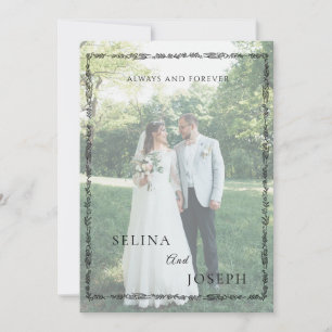 Minimalist Floral Elegant Photo Wedding Invitation
