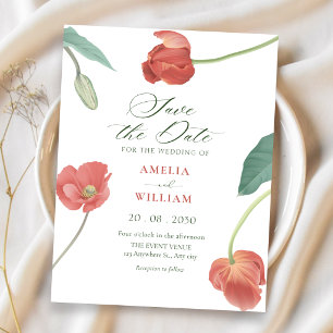 Minimalist floral elegant  save the date