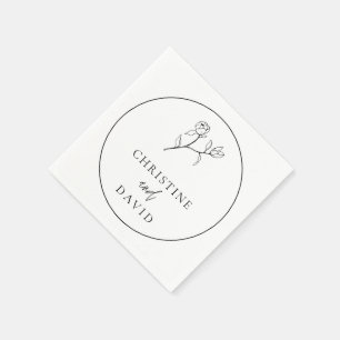 Minimalist Floral Elegant Wedding Napkin