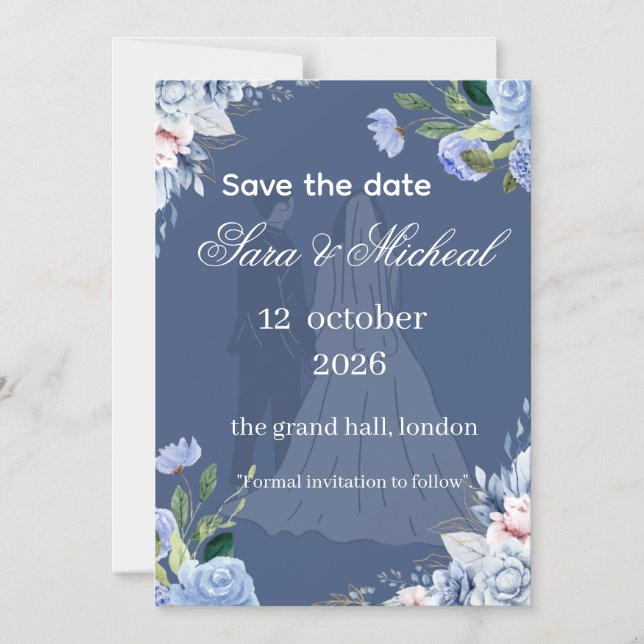 Minimalist Floral Eucalyptus Save the Date Card (Front)