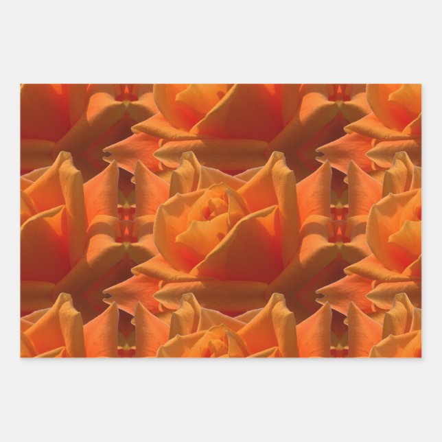 Minimalist floral flower photography white orange wrapping paper sheet (Front 2)