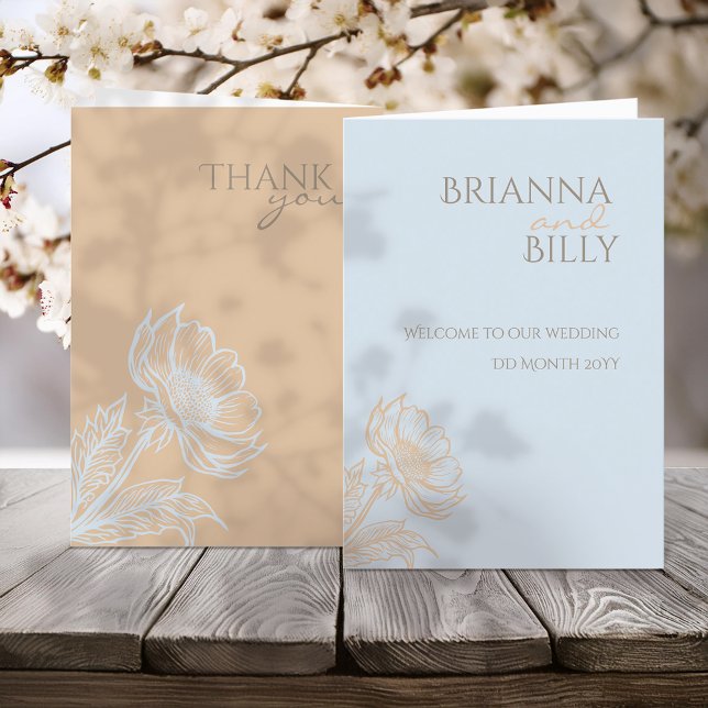 Minimalist Floral Folded Wedding Program Programme (Creator Uploaded)