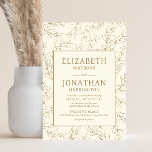 Minimalist Floral Frame Wedding Invitation