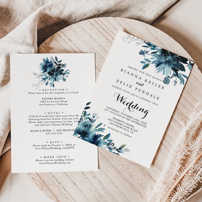 Minimalist Floral Front & Back Wedding Invitation (Creator Uploaded)