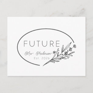 Minimalist Floral Future Mrs. Est 2026 Wedding Ann Announcement Postcard