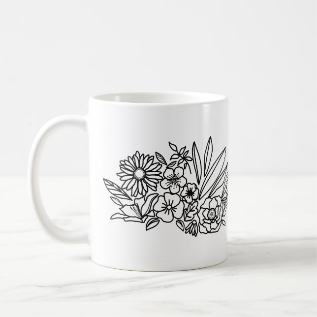 Minimalist Floral Garden Coffee Mug (Left)