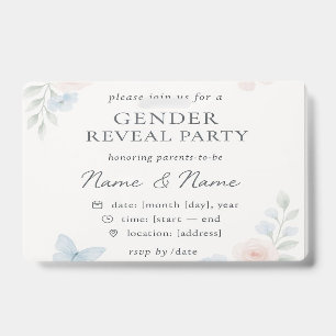 Minimalist Floral Gender Reveal Invitation ID Badge