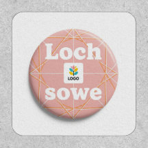 Minimalist Floral Geometric Pink Button Badge