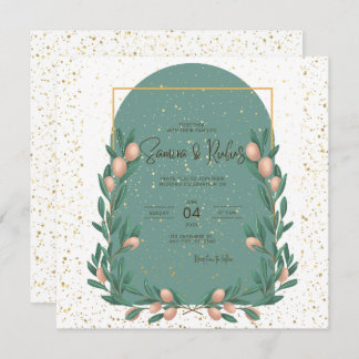 Minimalist floral golden wedding  save the date