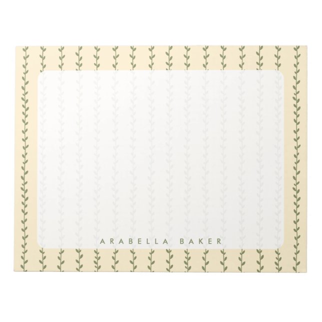Minimalist Floral Greenery Design Notepad (Front)